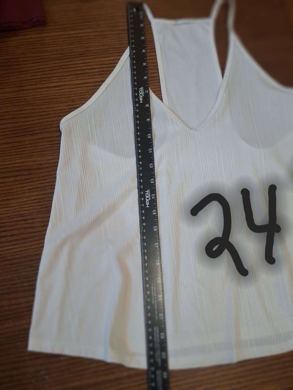 Lightweight White Ribbed V-Neck Racerback Tank - Picture 5 of 9